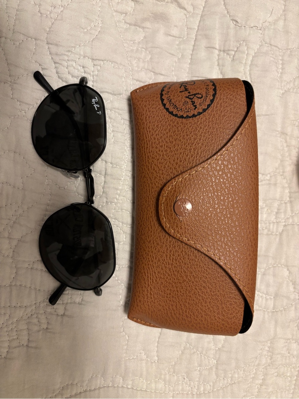 Ray-Ban Brown Textured PU Leather Sunglasses Case with Snap